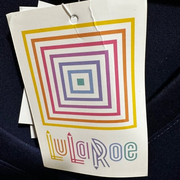 Lularoe AVA Women’s‎ Size 2XL Navy Blue V-neck Mutton Long Sleeve Dress ~ NWT - Picture 8 of 10